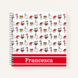 Personalised Cute Christmas Characters Notebook