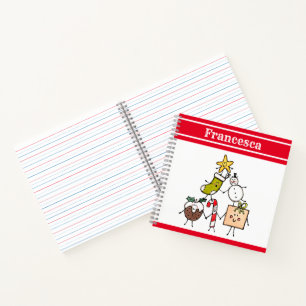 Personalised Cute Christmas Characters Notebook