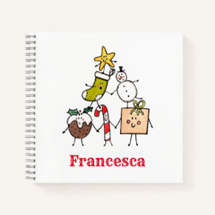 Personalised Cute Christmas Characters Notebook