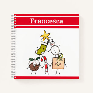 Personalised Cute Christmas Characters Notebook