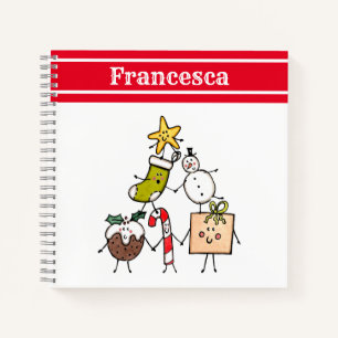 Personalised Cute Christmas Characters Notebook