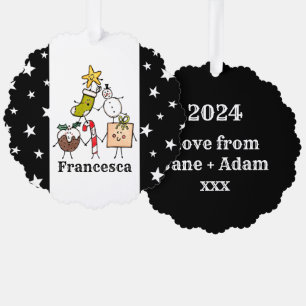 Personalised Cute Christmas Characters Tree Decoration Card