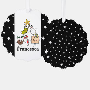 Personalised Cute Christmas Characters Tree Decoration Card
