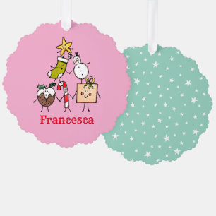 Personalised Cute Christmas Characters Tree Decoration Card