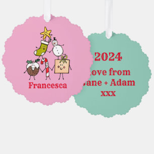 Personalised Cute Christmas Characters Tree Decoration Card
