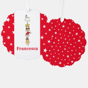 Personalised Cute Christmas Characters Tree Decoration Card