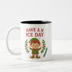 Personalised Cute Christmas Elf Mug