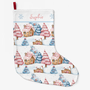 Personalised Cute Christmas Gingerbread House Large Christmas Stocking