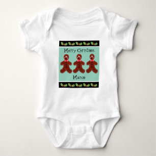 Personalised Cute Christmas Gingerbread Man Baby Bodysuit