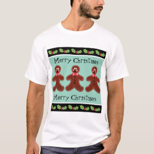 Personalised Cute Christmas Gingerbread Man T-Shirt