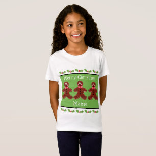 Personalised Cute Christmas Gingerbread Man T-Shirt