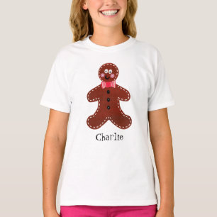 Personalised Cute Christmas Gingerbread Man  T-Shirt