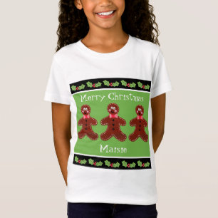 Personalised Cute Christmas Gingerbread Man  T-Shirt