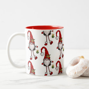 Personalised Cute Christmas Gnome Two-Tone Coffee Mug