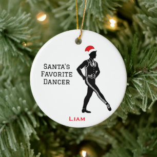 Personalised Cute Christmas Irish Boy Dancing Ceramic Tree Decoration