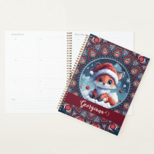 Personalised Cute Christmas Kawaii Fox Dot Mandala Planner