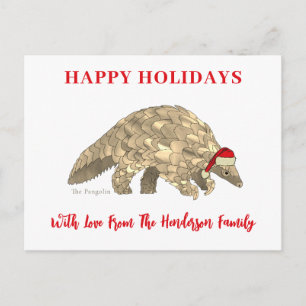 Personalised Cute Christmas Pangolin Holiday Postcard