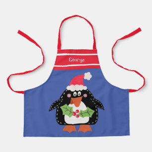 Personalised Cute Christmas Penguin Apron