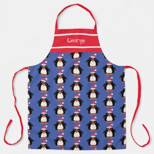 Personalised Cute Christmas Penguin Apron