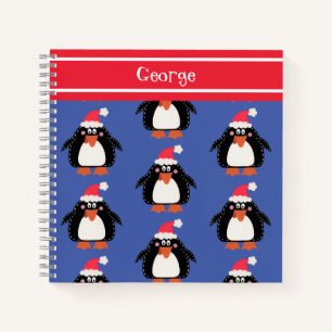 Personalised Cute Christmas Penguin Notebook
