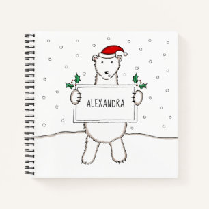 Personalised Cute Christmas Polar Bear Christmas Notebook