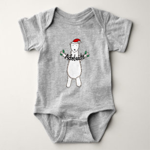 Personalised Cute Christmas Polar Bear Gift Baby Bodysuit