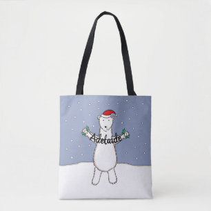 Personalised Cute Christmas Polar Bear Tote Bag