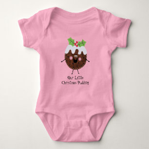Personalised Cute Christmas Pudding Baby Bodysuit
