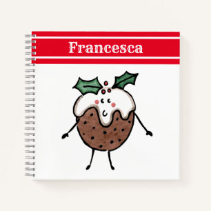 Personalised Cute Christmas Pudding Notebook