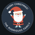 Personalised Cute Christmas Santa Claus Classic Round Sticker<br><div class="desc">A cute Santa Merry Christmas personalised sticker. Cute sticker to put on holiday gifts and stationary. Designed for you by Blackberry Boulevard.</div>