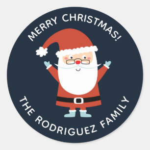 Personalised Cute Christmas Santa Claus Classic Round Sticker