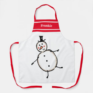 Personalised Cute Christmas Snowman Apron