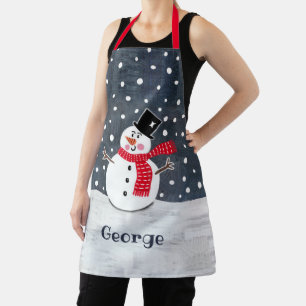 Personalised Cute Christmas Snowman Apron