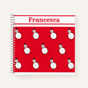 Personalised Cute Christmas Snowman Notebook