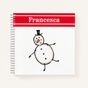 Personalised Cute Christmas Snowman Notebook
