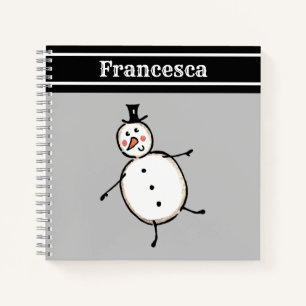 Personalised Cute Christmas Snowman Notebook