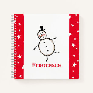 Personalised Cute Christmas Snowman Notebook