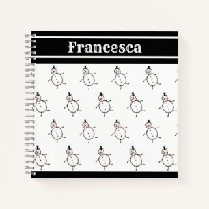 Personalised Cute Christmas Snowman Notebook