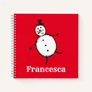 Personalised Cute Christmas Snowman Notebook