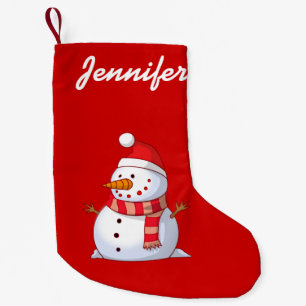 personalised Cute Christmas Snowman Small Christmas Stocking