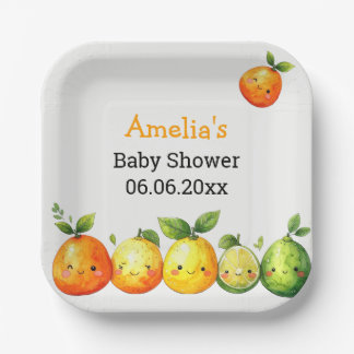 Personalised Cute Citrus Fruit Baby Shower Paper Plate