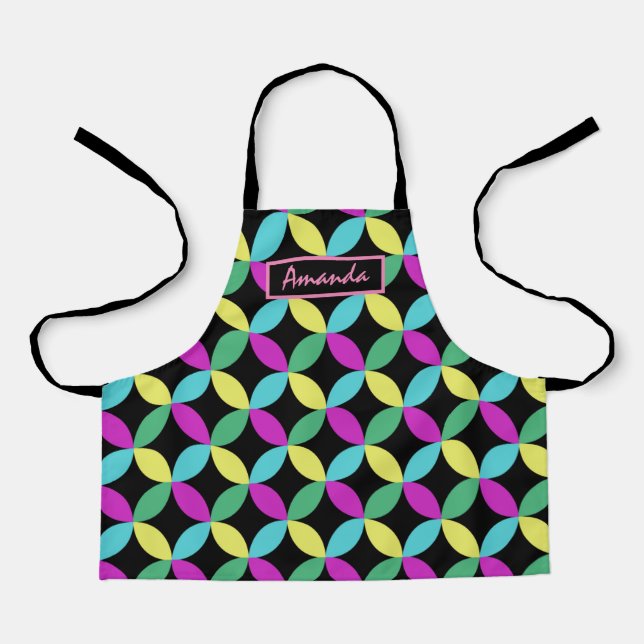Personalised Cute Colourful Abstract Flower Kid's Apron (Front)