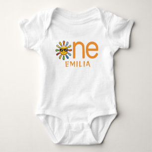 Personalised Cute Colourful Sunshine 1st Birthday Baby Bodysuit