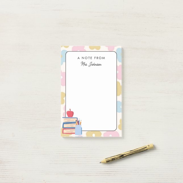 Personalised Cute colourful Teacher Back to School Post-it Notes (On Desk)