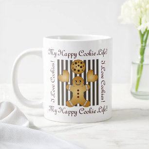 Personalised Cute Cookie Gingerbread Man Large Coffee Mug
