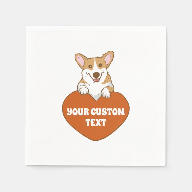 Personalised Cute Corgi Puppy Dog     Napkin (Front)