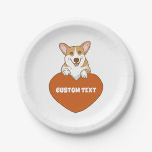 Personalised Cute Corgi Puppy Dog    Paper Plate