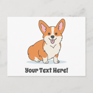 Personalised Cute Corgi Puppy Postcard