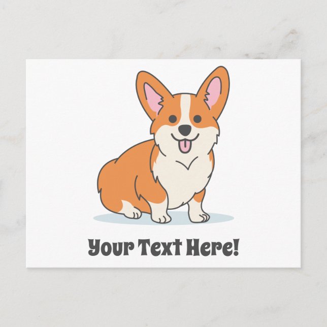Personalised Cute Corgi Puppy Postcard (Front)