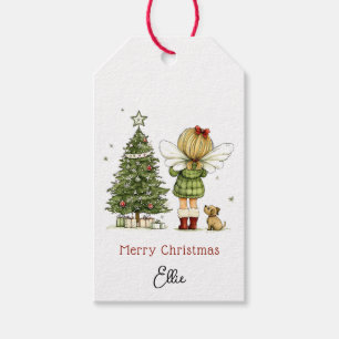 Personalised Cute Cosy Fairy and Puppy Christmas  Gift Tags